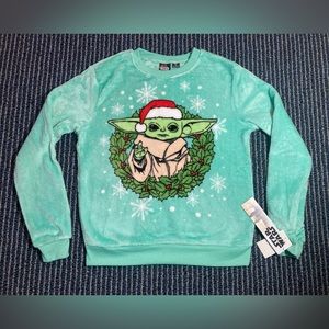 NWT Star Wars Baby Yoda Grogu Mandalorian Santa Hat Christmas Ugly Sweater